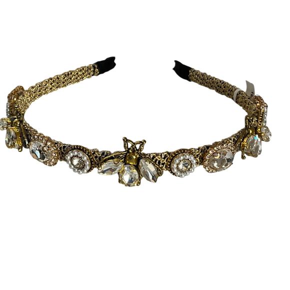 MEXICANA Accessories - Mexican Artisan Gold Crystal Bee Headband • Handmade • Bridal Wedding Party